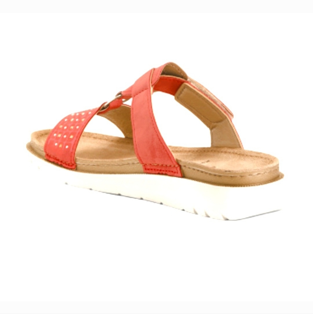 COMFORT FOOTBED embellished SUEDE SANDALS brand new SLIP-ON inblu Red/Coral - Picture 8 of 8
